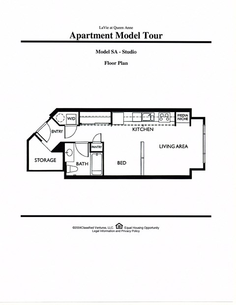 LaVie at Queen Anne Seattle, WA studio Floor Plan